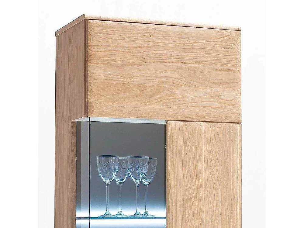 Wohnwand Vitrine aus Eiche Bianco 60 cm
