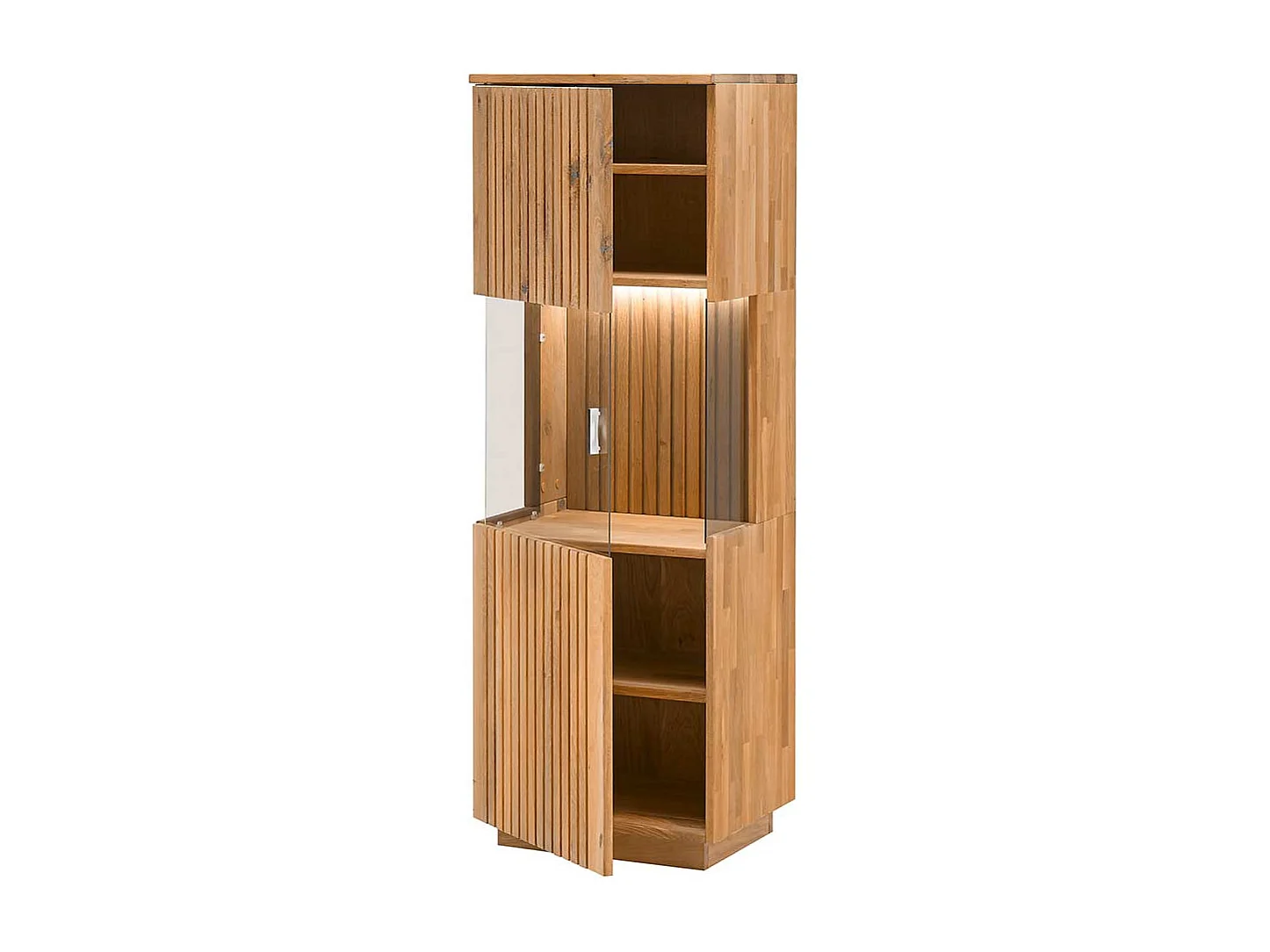 Esszimmer Vitrinenschrank aus Wildeiche Massivholz LED Beleuchtung