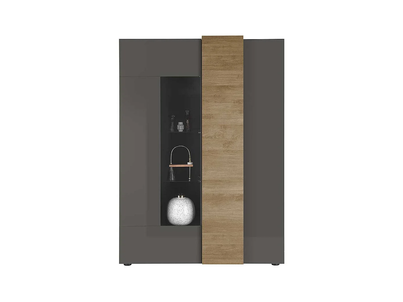 Moderne Esszimmer Vitrine in Dunkelgrau Eichefarben