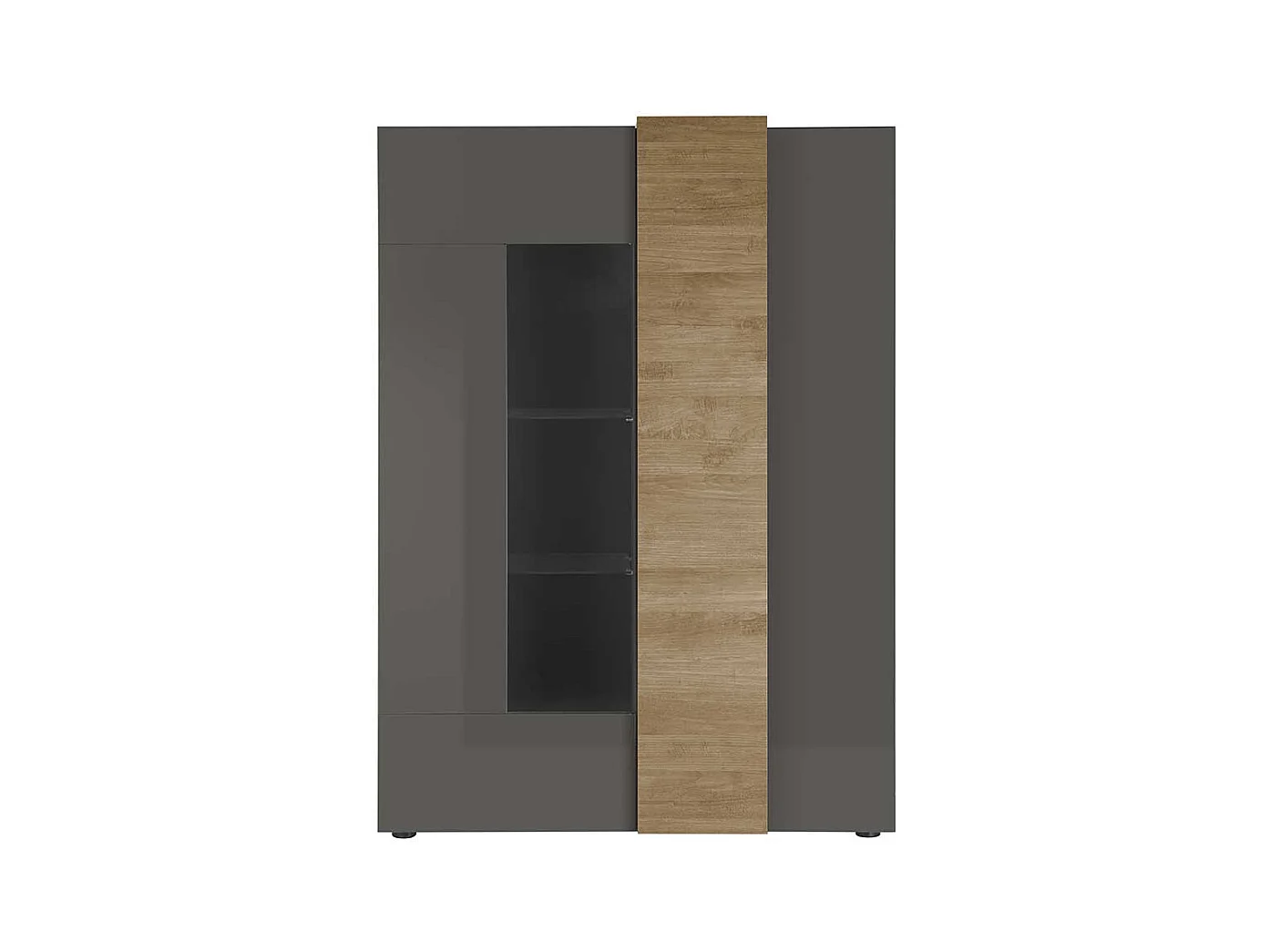 Moderne Esszimmer Vitrine in Dunkelgrau Eichefarben