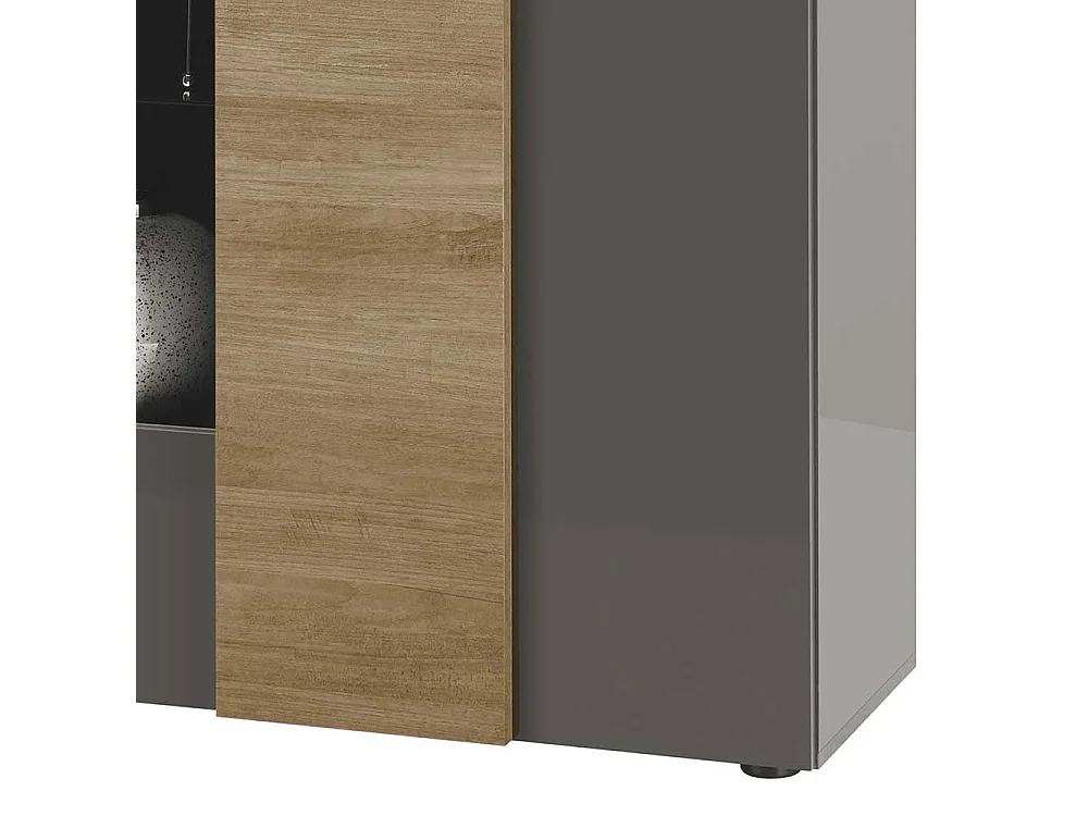 Moderne Esszimmer Vitrine in Dunkelgrau Eichefarben