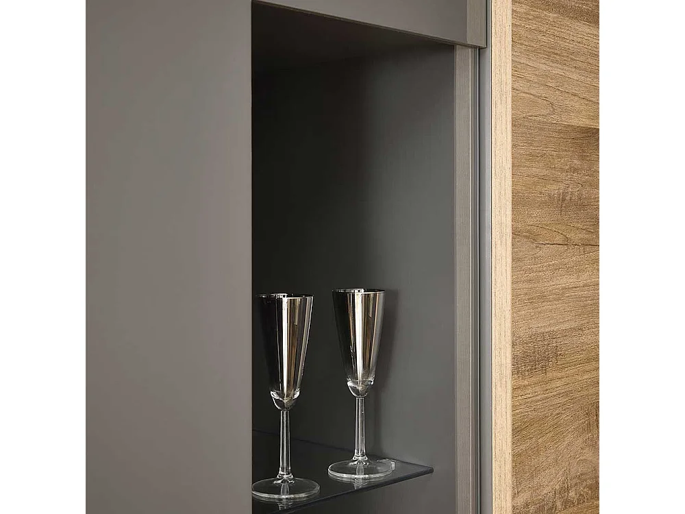 Moderne Esszimmer Vitrine in Dunkelgrau Eichefarben