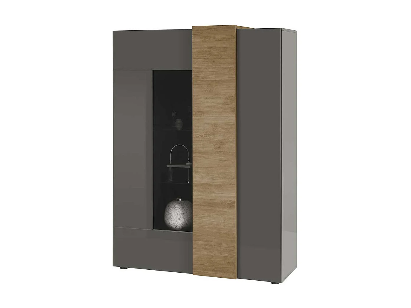 Moderne Esszimmer Vitrine in Dunkelgrau Eichefarben