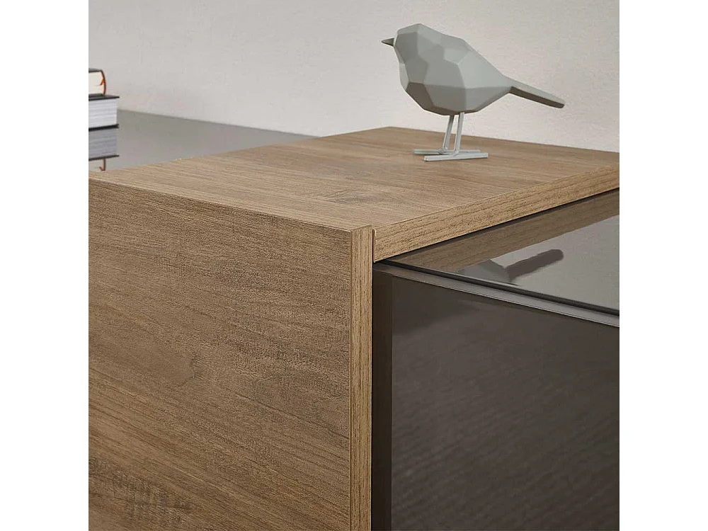 Moderne Esszimmer Vitrine in Dunkelgrau Eichefarben