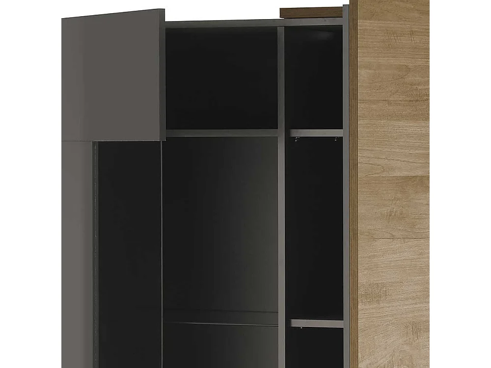 Moderne Esszimmer Vitrine in Dunkelgrau Eichefarben