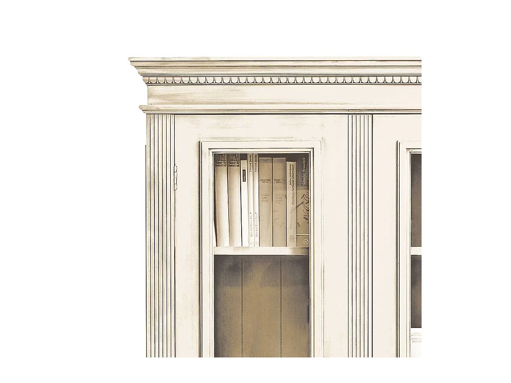 Massivholz Vitrine in Antikwei� Shabby Chic