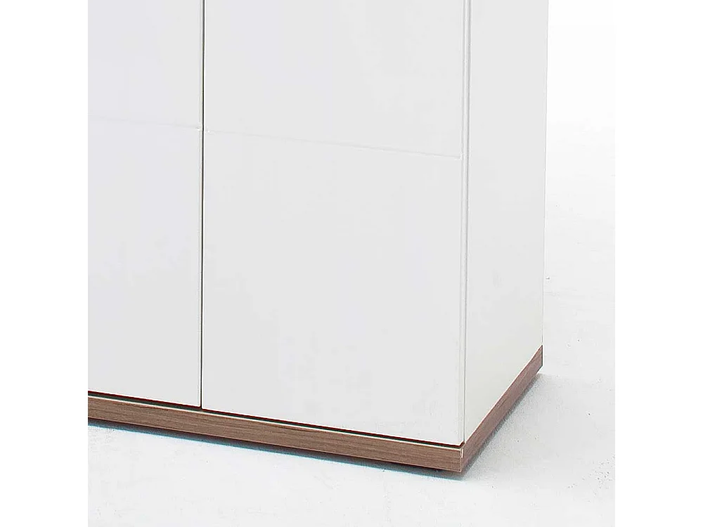 Kombi Vitrine in Weiß Hochglanz und Eiche Dekor 100 cm breit