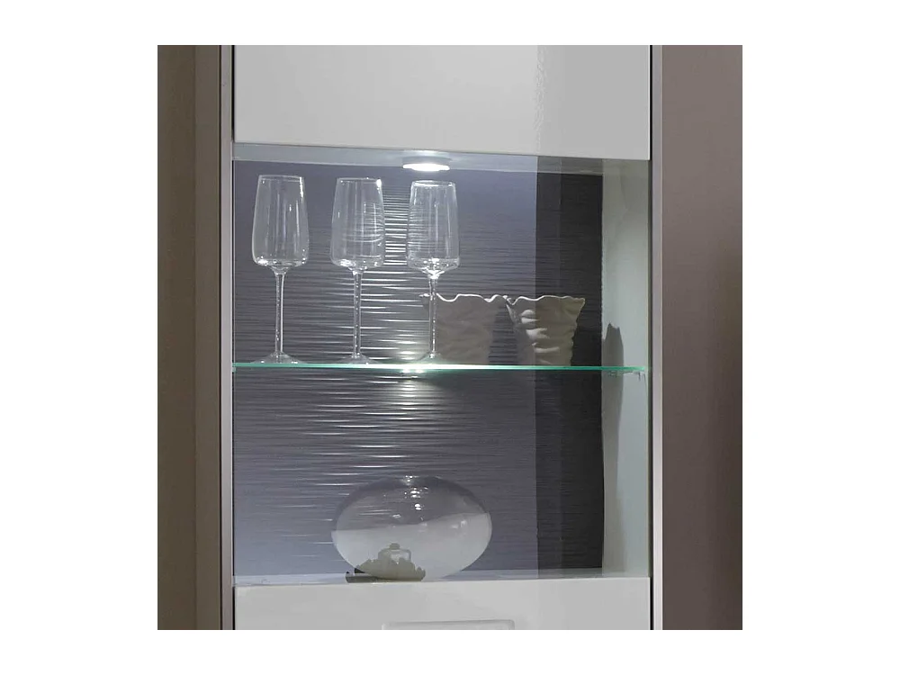 Wohnwand Vitrine in Weiß Hochglanz 200 cm hoch