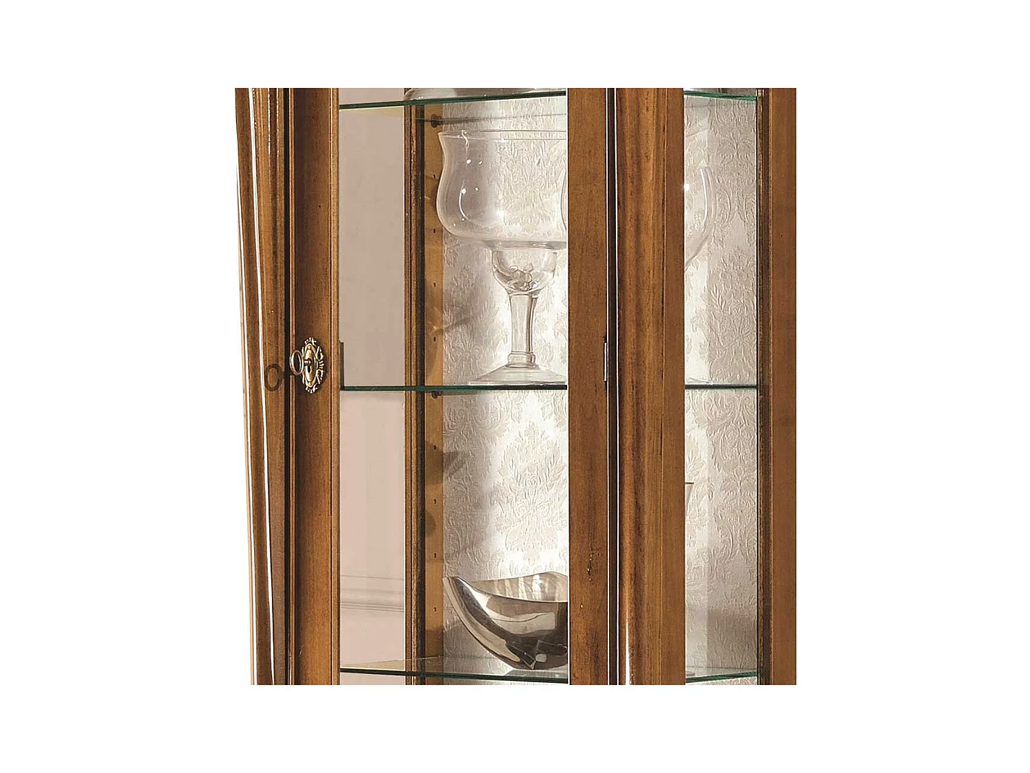 Vitrine Barock in italienischem Design Nussbaumfarben