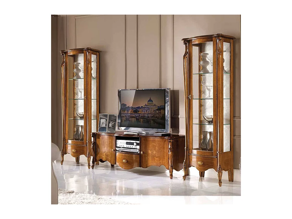 Vitrine Barock in italienischem Design Nussbaumfarben