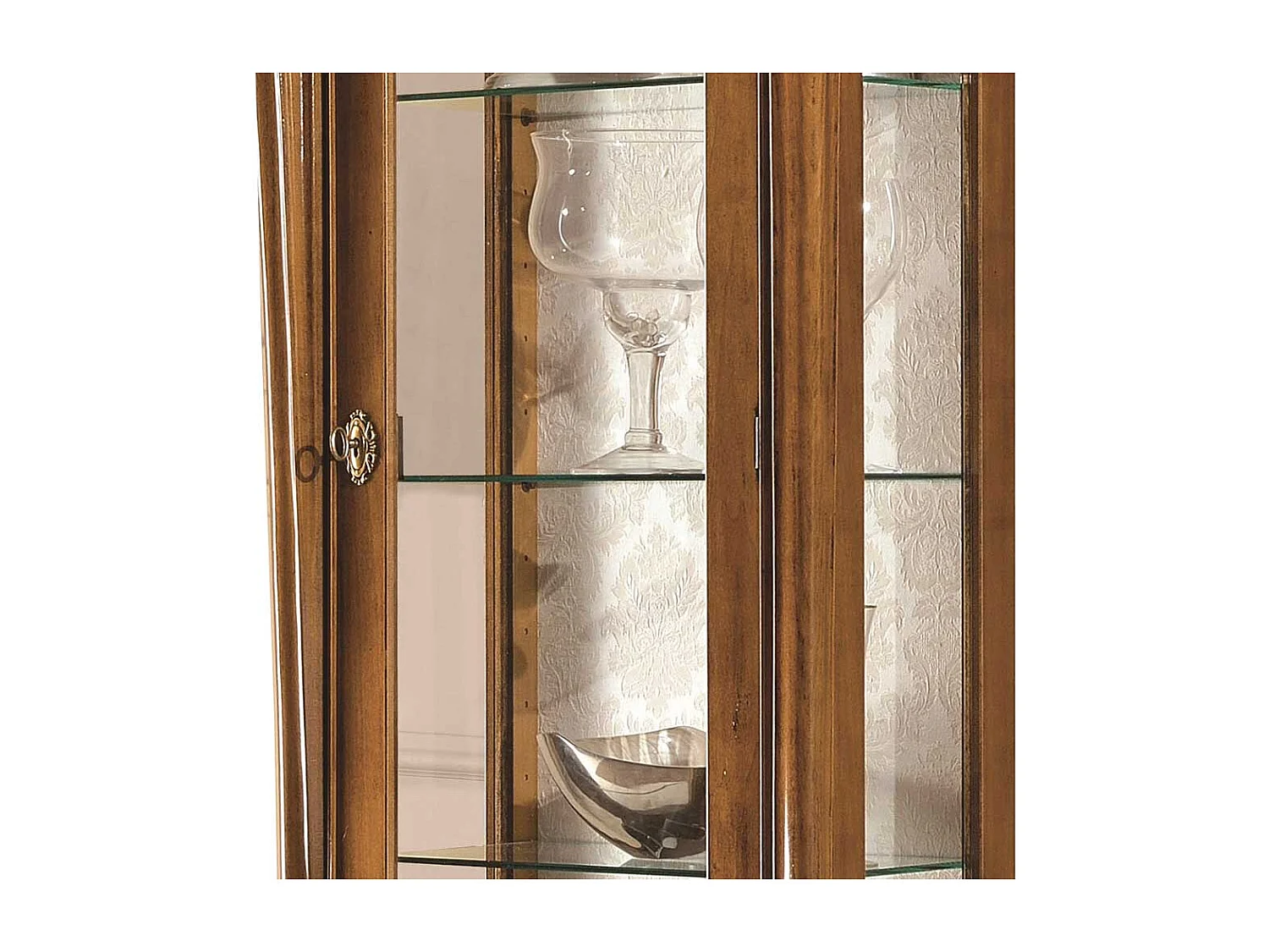 Vitrine Barock in italienischem Design Nussbaumfarben