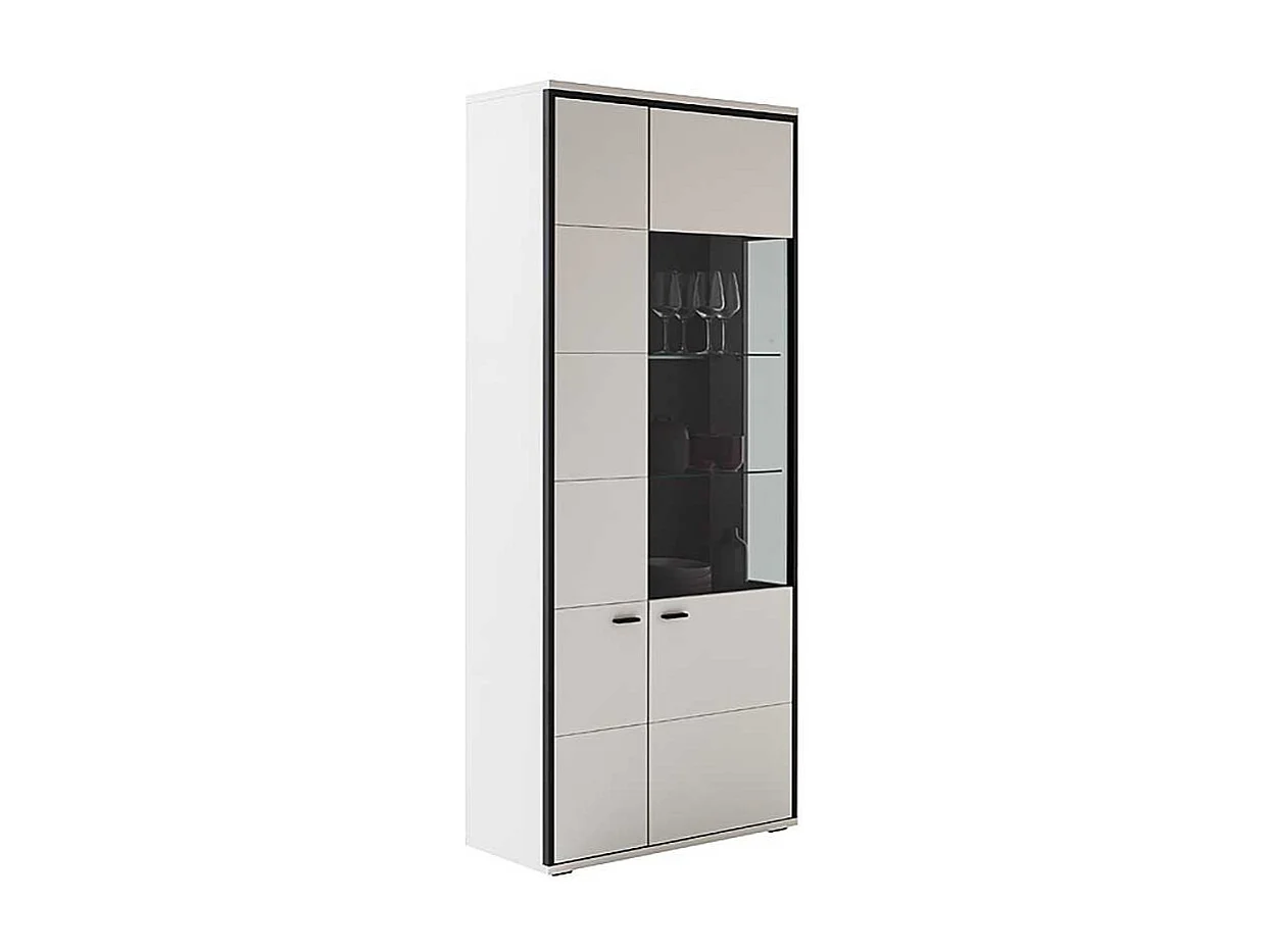 Esszimmer Vitrine weiss in modernem Design 199 cm hoch