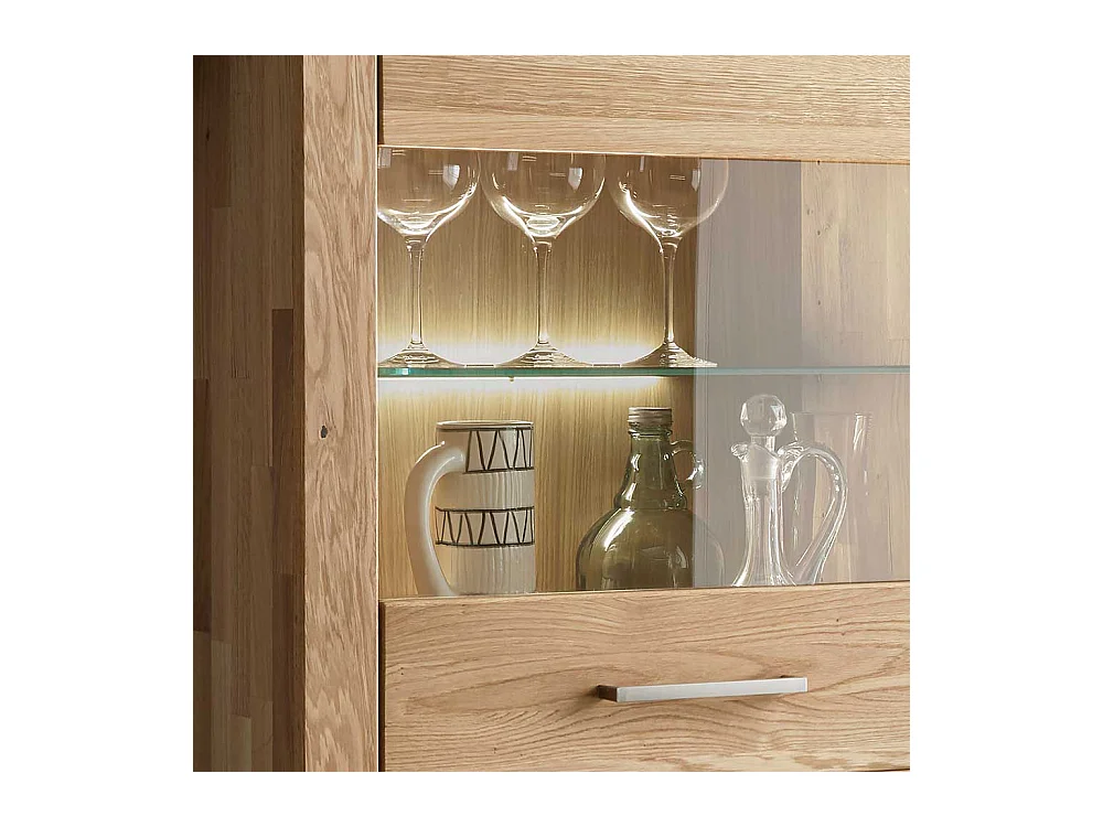 Vitrinenschrank aus Wildeiche Massivholz 1 Glastür 1 Holztür