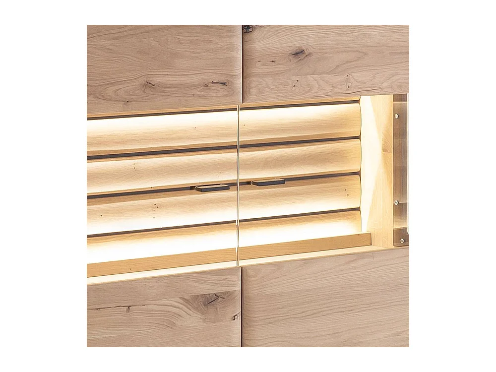 Highboard Esszimmer Vitrine aus Asteiche Massivholz mit Metallgriffen