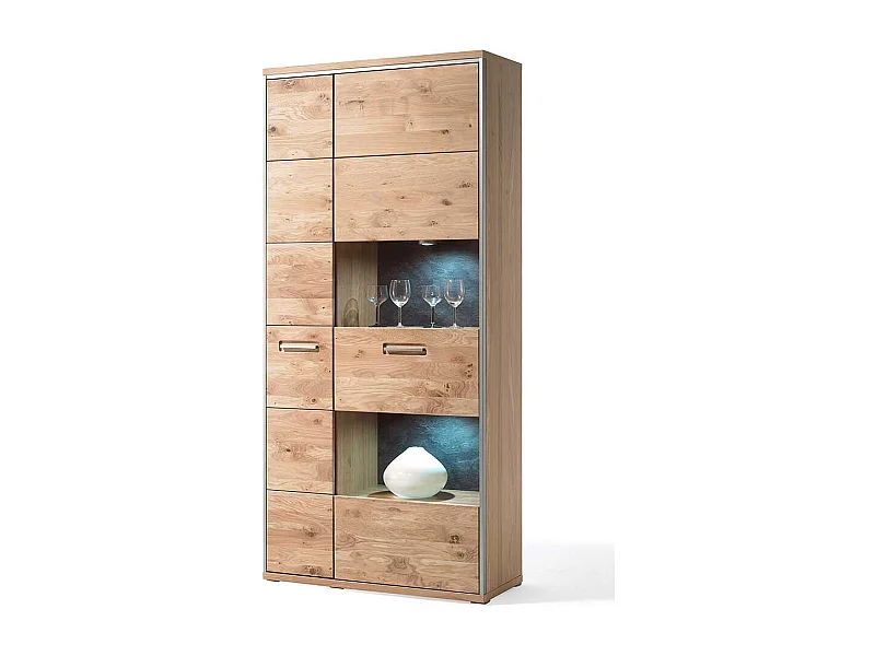 Schrank Vitrine in Asteiche Bianco furniert Landhausstil