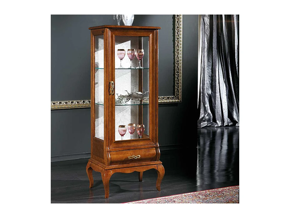 Schrank Vitrine im italienischen Design Nussbaumfarben lackiert