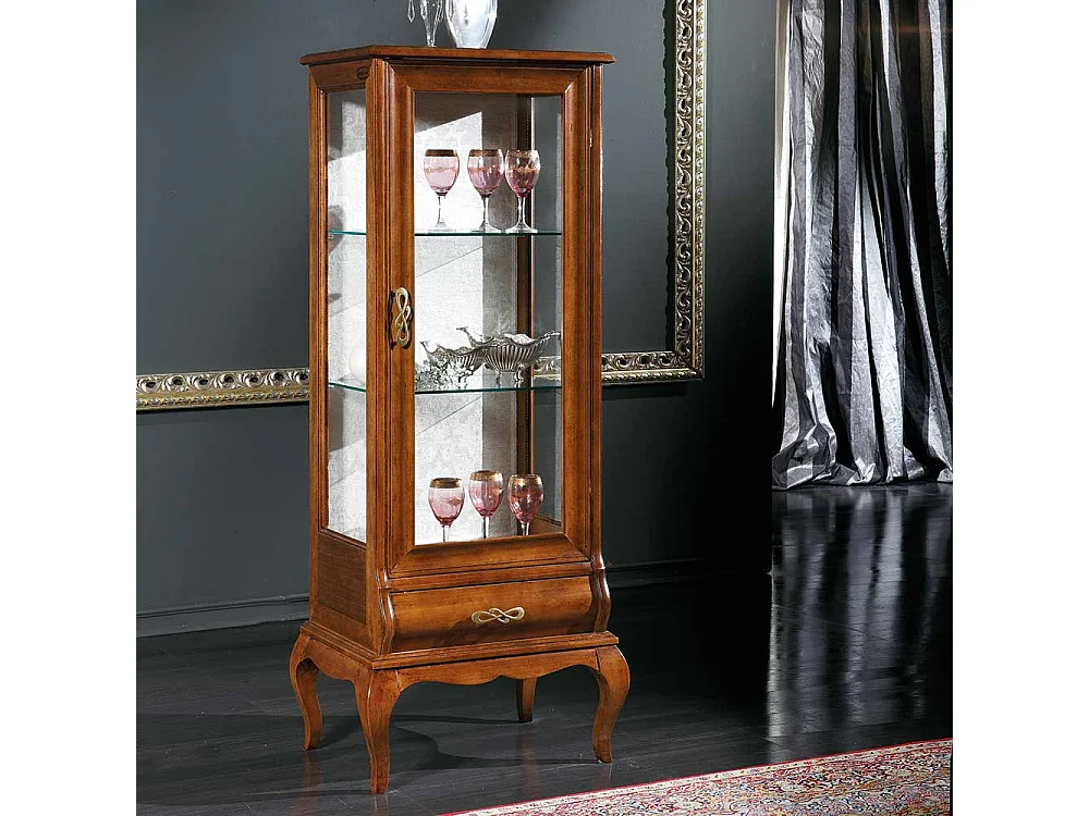 Schrank Vitrine im italienischen Design Nussbaumfarben lackiert