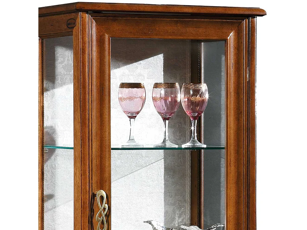 Schrank Vitrine im italienischen Design Nussbaumfarben lackiert