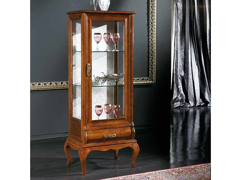 Schrank Vitrine im italienischen Design Nussbaumfarben lackiert