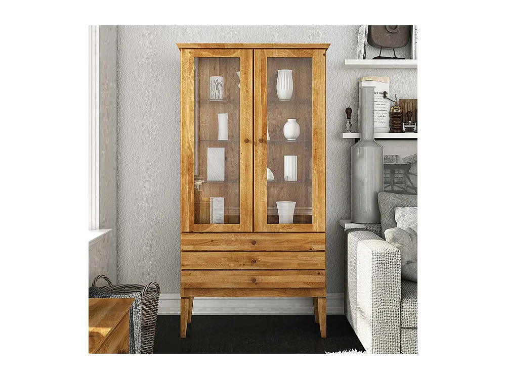 Vitrine aus Wildeiche Massivholz 180 cm hoch
