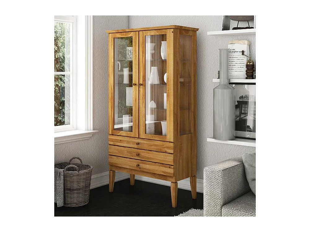 Vitrine aus Wildeiche Massivholz 180 cm hoch