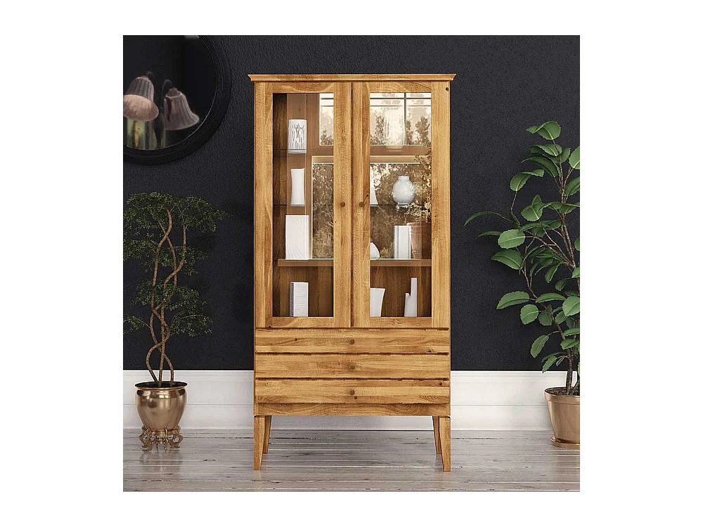 Vitrine aus Wildeiche Massivholz 180 cm hoch