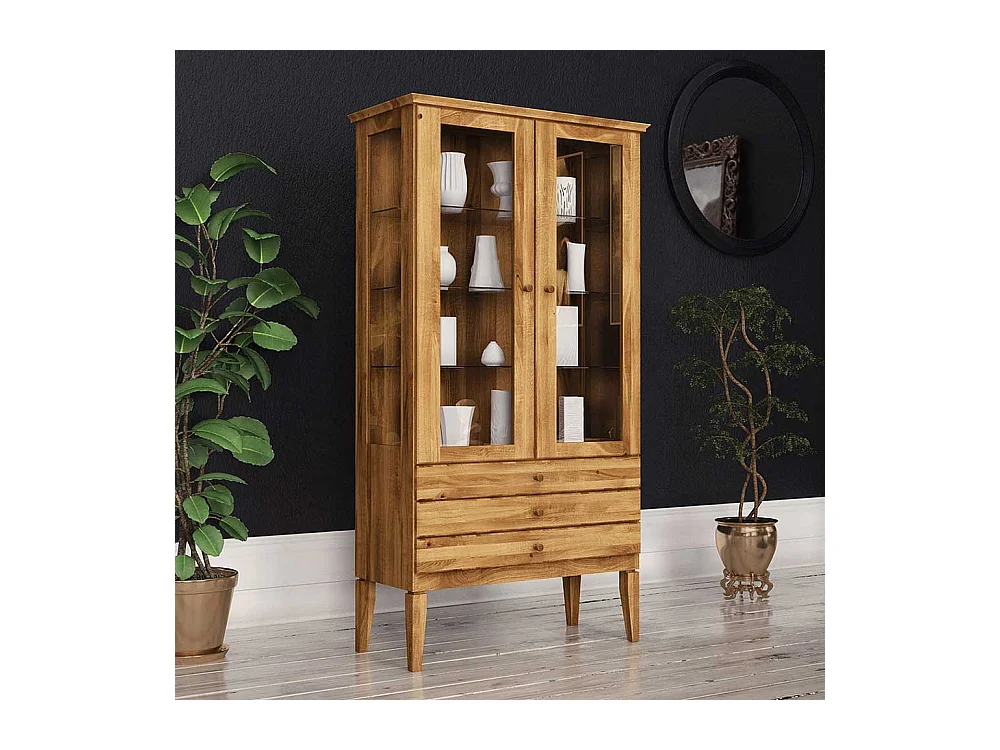 Vitrine aus Wildeiche Massivholz 180 cm hoch