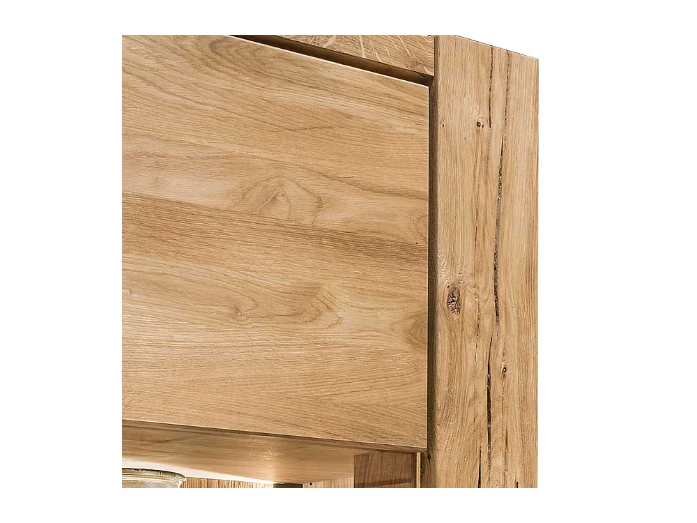 Massive Vitrine in Wildeichefarben 1 türig