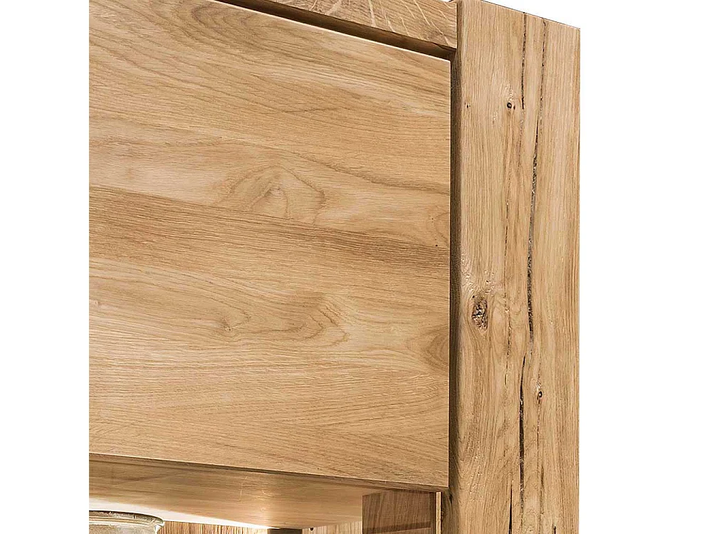 Massive Vitrine in Wildeichefarben 1 türig