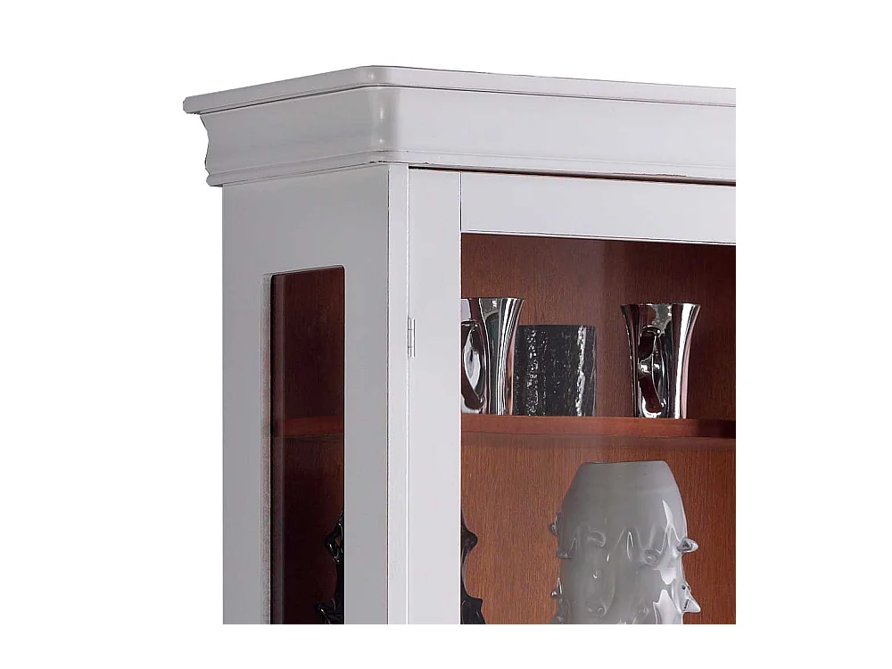 Vintage Stil Schrank Vitrine in Weiß Nussbaumfarben