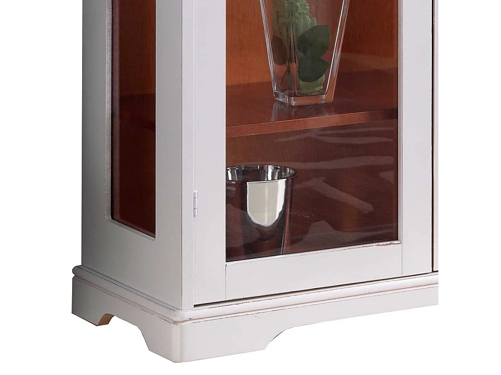 Vintage Stil Schrank Vitrine in Weiß Nussbaumfarben