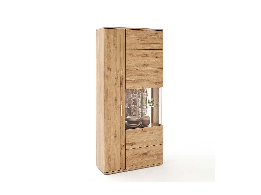 Wohnzimmer Vitrine aus Eiche Bianco geölt 90 cm breit