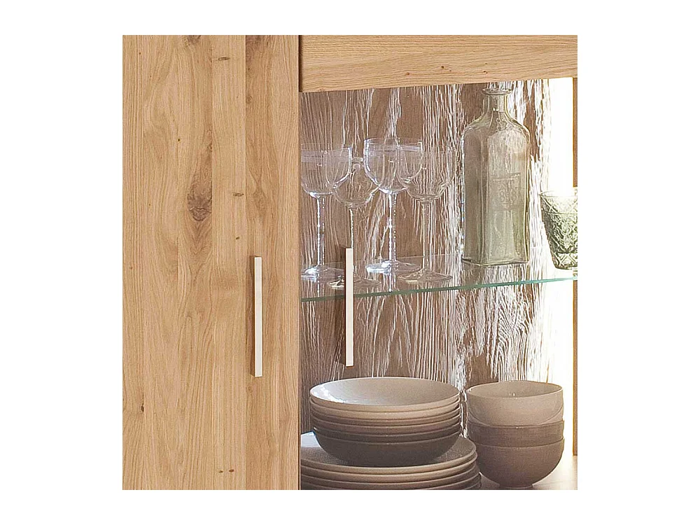 Wohnzimmer Vitrine aus Eiche Bianco geölt 90 cm breit