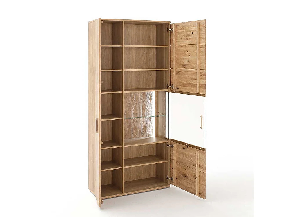 Wohnzimmer Vitrine aus Eiche Bianco geölt 90 cm breit