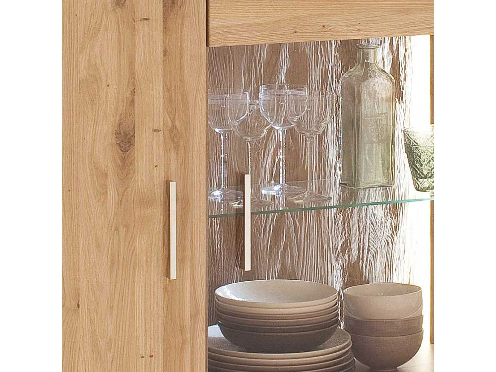 Wohnzimmer Vitrine aus Eiche Bianco geölt 90 cm breit