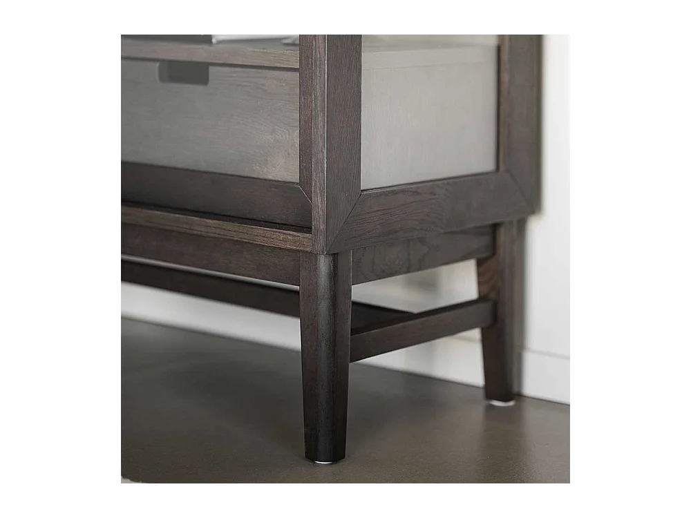 Wohnzimmer Vitrinenschrank in Eiche Dunkelbraun zwei Schubladen und zwei Glastüren