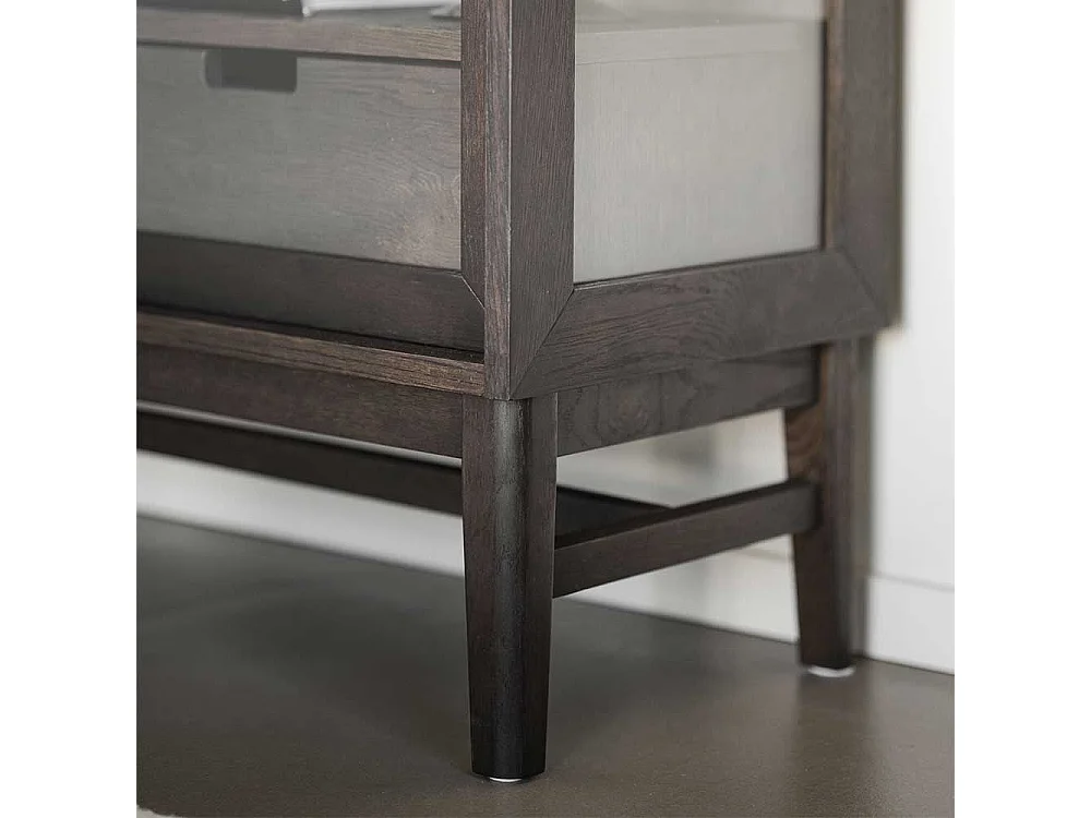 Wohnzimmer Vitrinenschrank in Eiche Dunkelbraun zwei Schubladen und zwei Glastüren