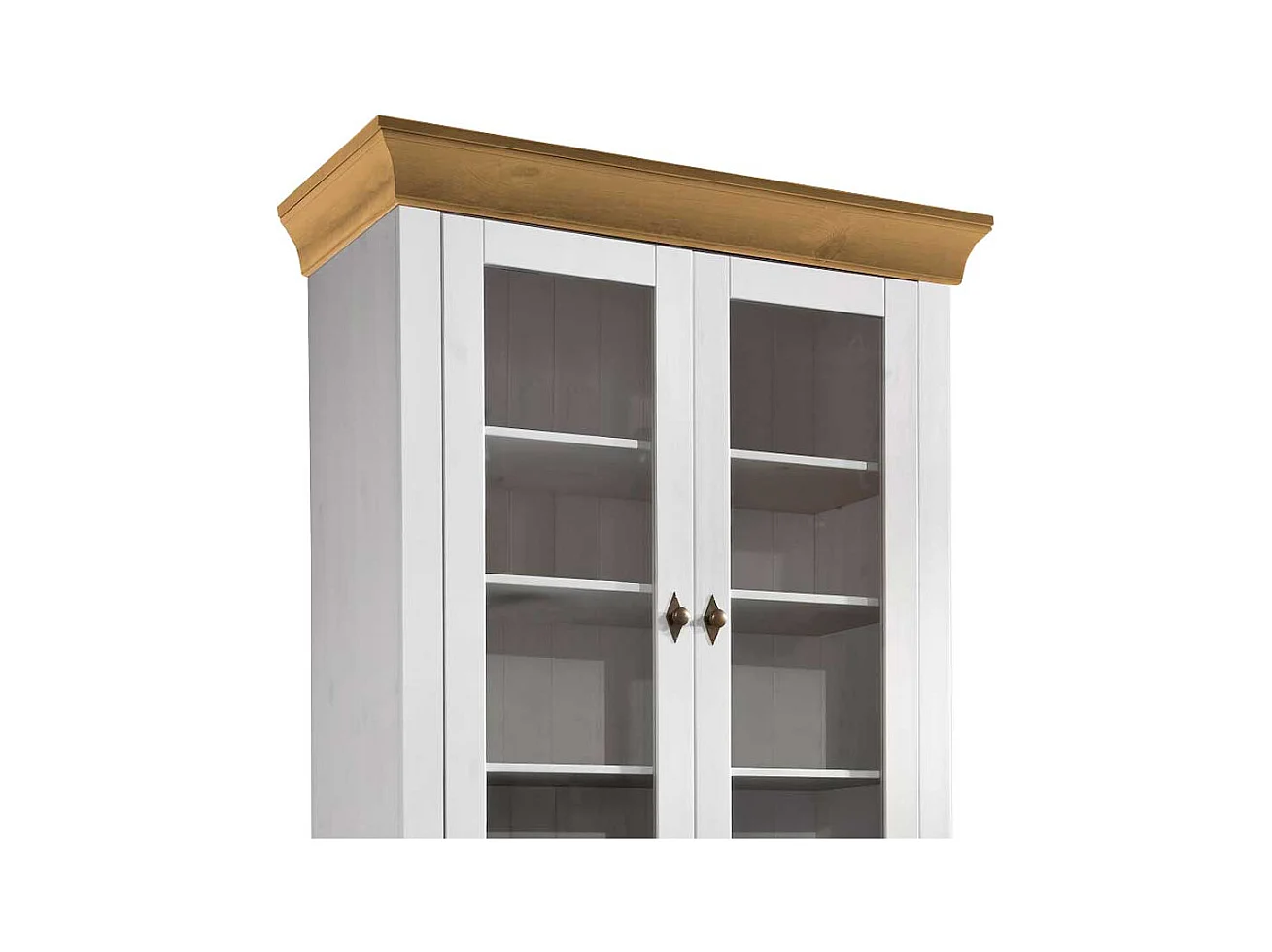 Skandinavischer Vitrinenschrank in Weiß Kiefer teilmassiv