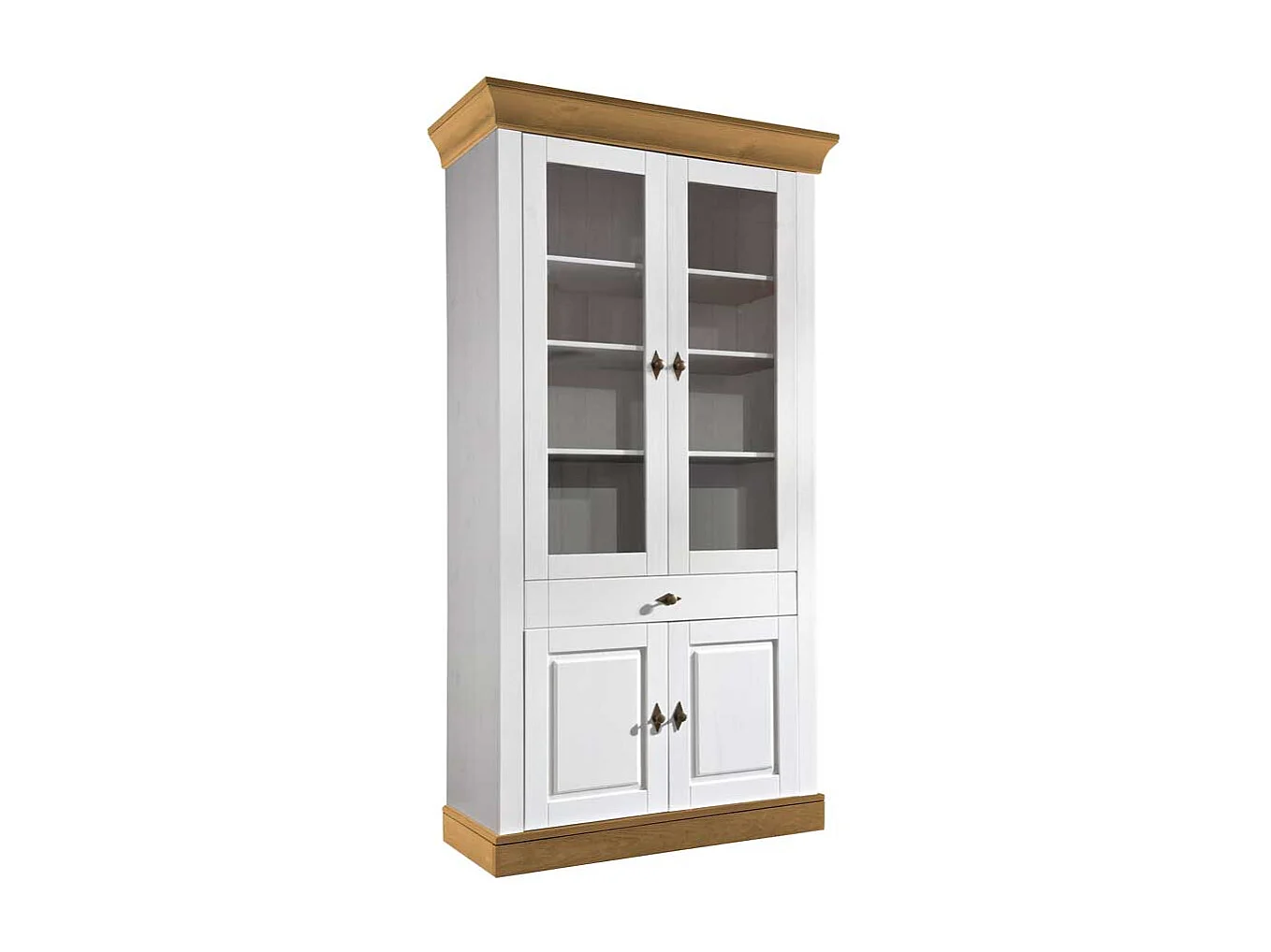 Skandinavischer Vitrinenschrank in Weiß Kiefer teilmassiv