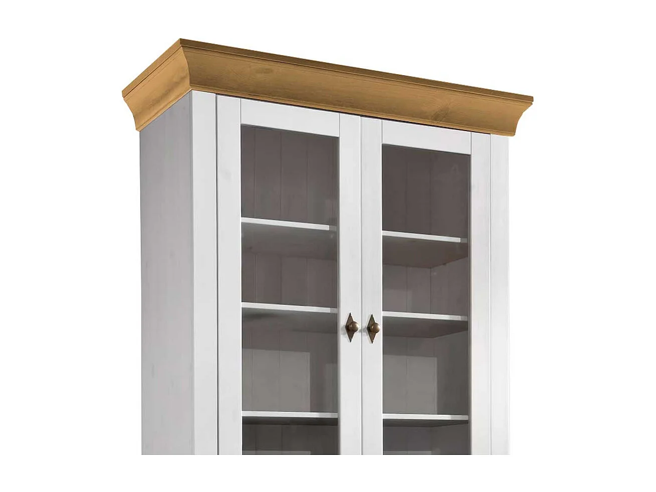 Skandinavischer Vitrinenschrank in Weiß Kiefer teilmassiv