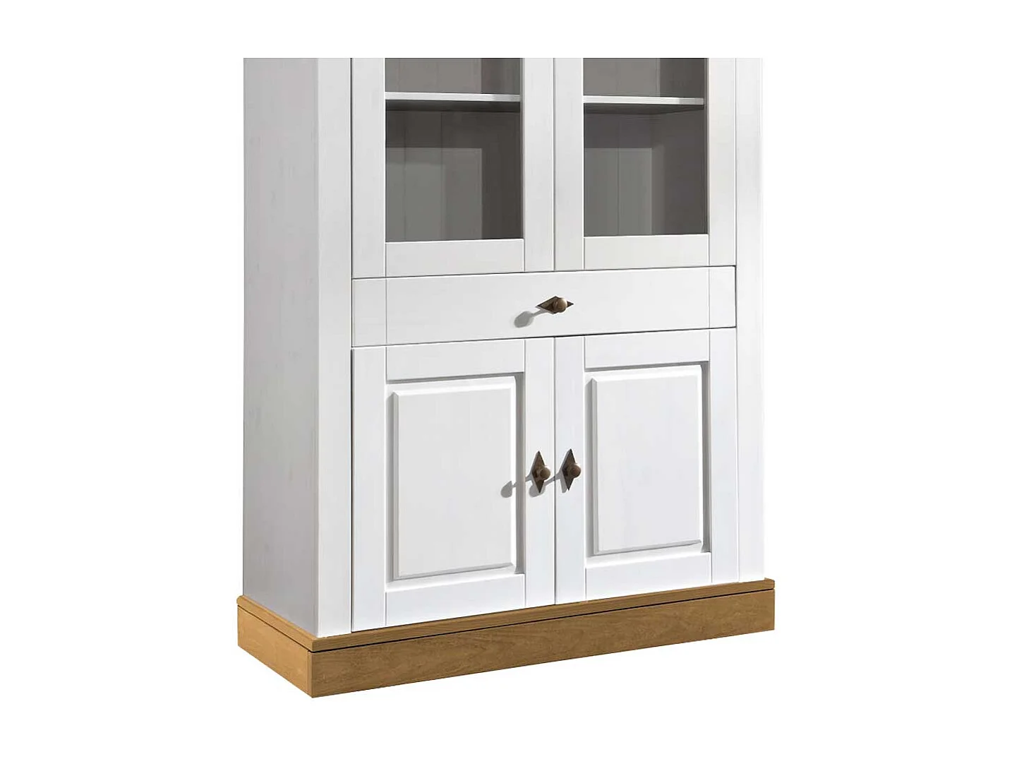 Skandinavischer Vitrinenschrank in Weiß Kiefer teilmassiv