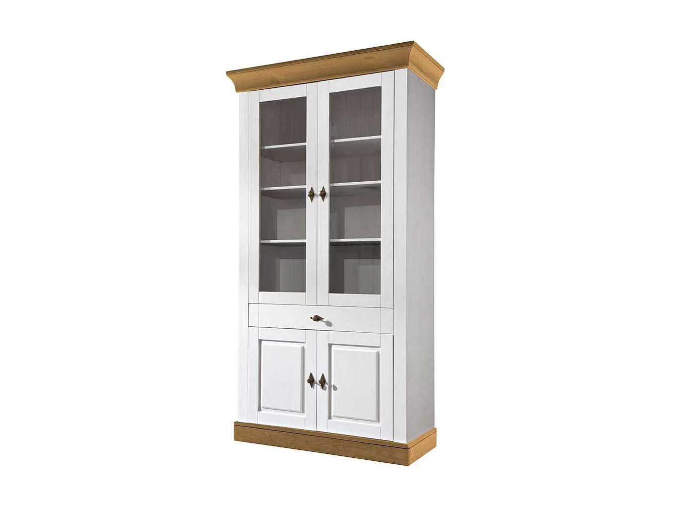 Skandinavischer Vitrinenschrank in Weiß Kiefer teilmassiv