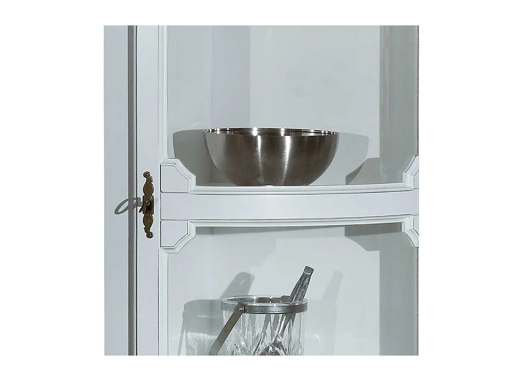 Schmale Vitrine für die Ecke in Weiß Vintage Look