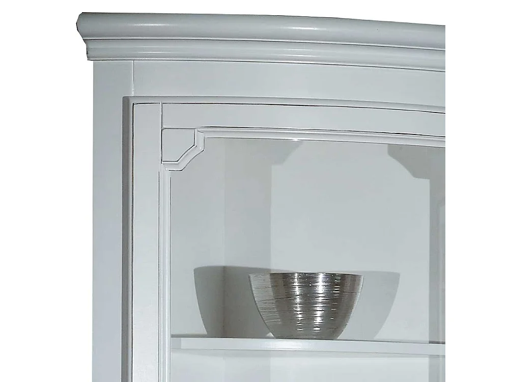 Schmale Vitrine für die Ecke in Weiß Vintage Look