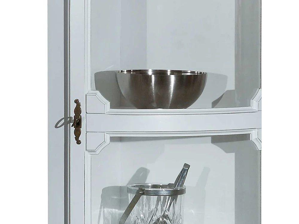 Schmale Vitrine für die Ecke in Weiß Vintage Look