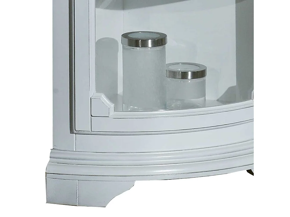 Schmale Vitrine für die Ecke in Weiß Vintage Look