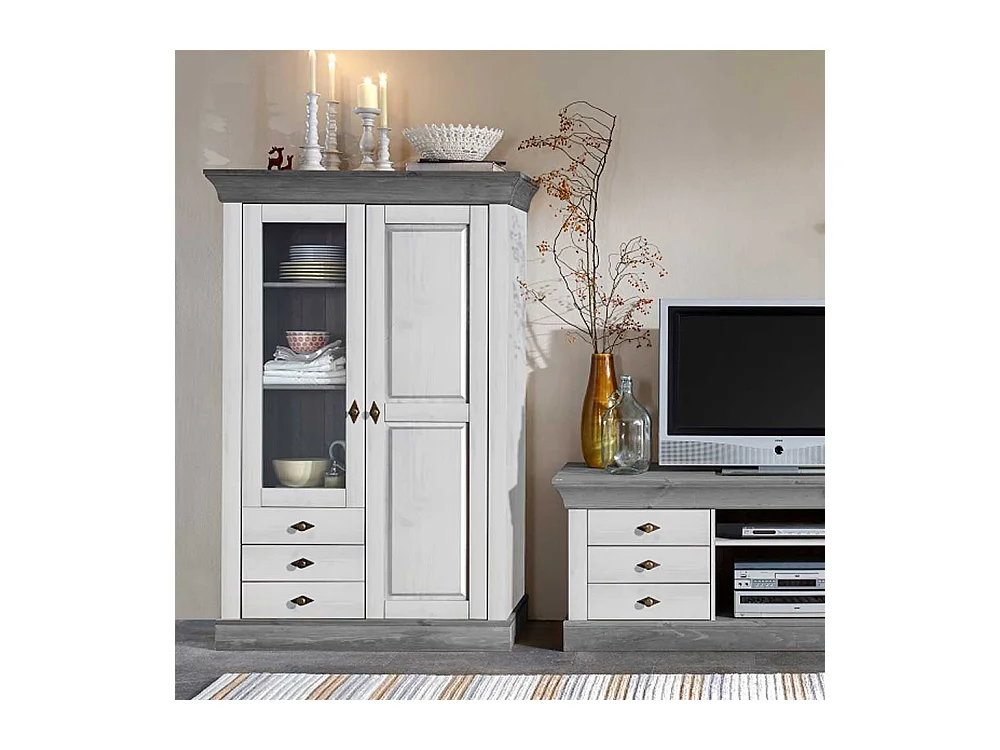 Wohnzimmer Vitrine in Weiß skandianvisch