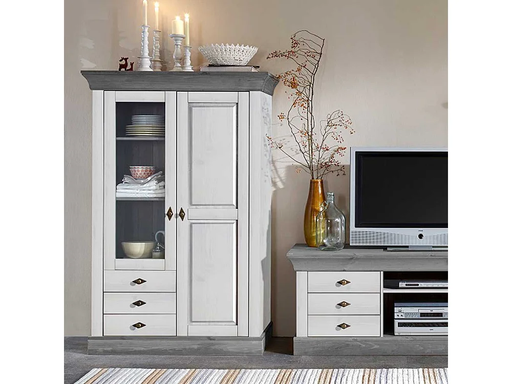 Wohnzimmer Vitrine in Weiß skandianvisch