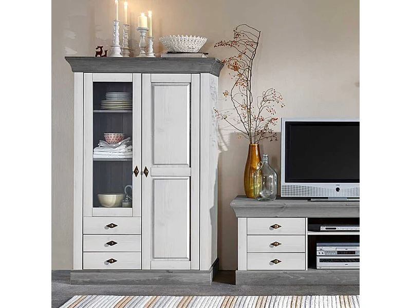 Wohnzimmer Vitrine in Weiß skandianvisch