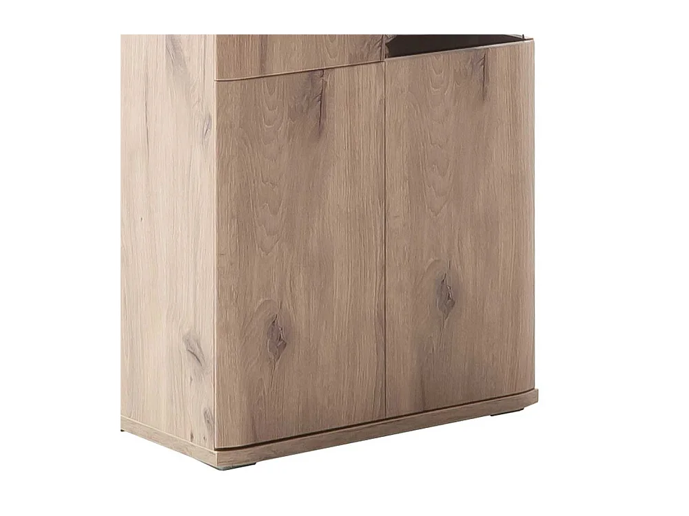 Vitrine seitlich mit Glas in Wildeichefarben 200 cm hoch